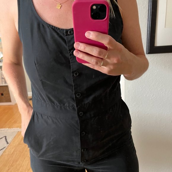 American Apparel black button-up jumpsuit - Picture 4 of 6